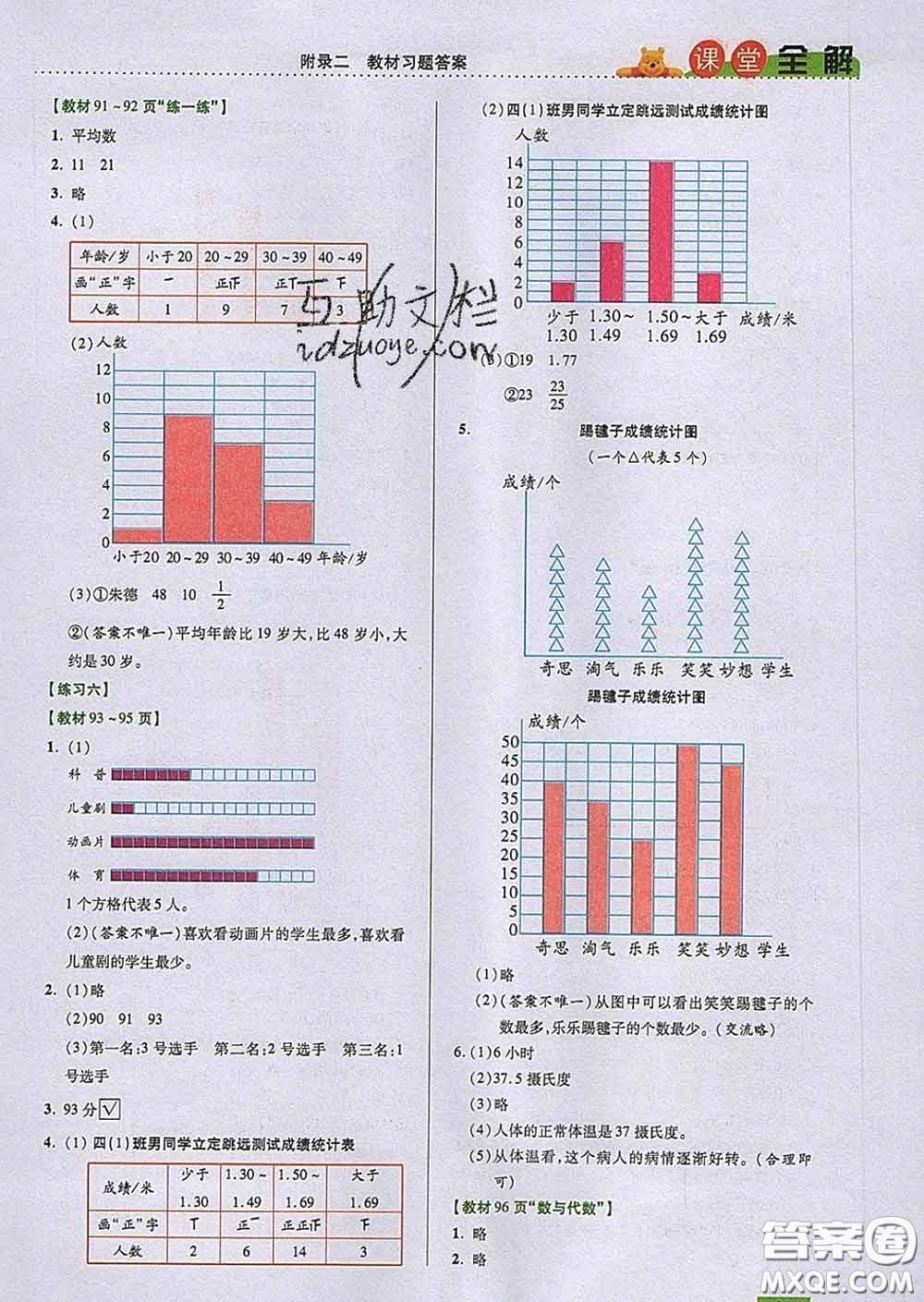 2020新版跳跳熊小學(xué)特級教師課堂全解四年級數(shù)學(xué)下冊北師版答案