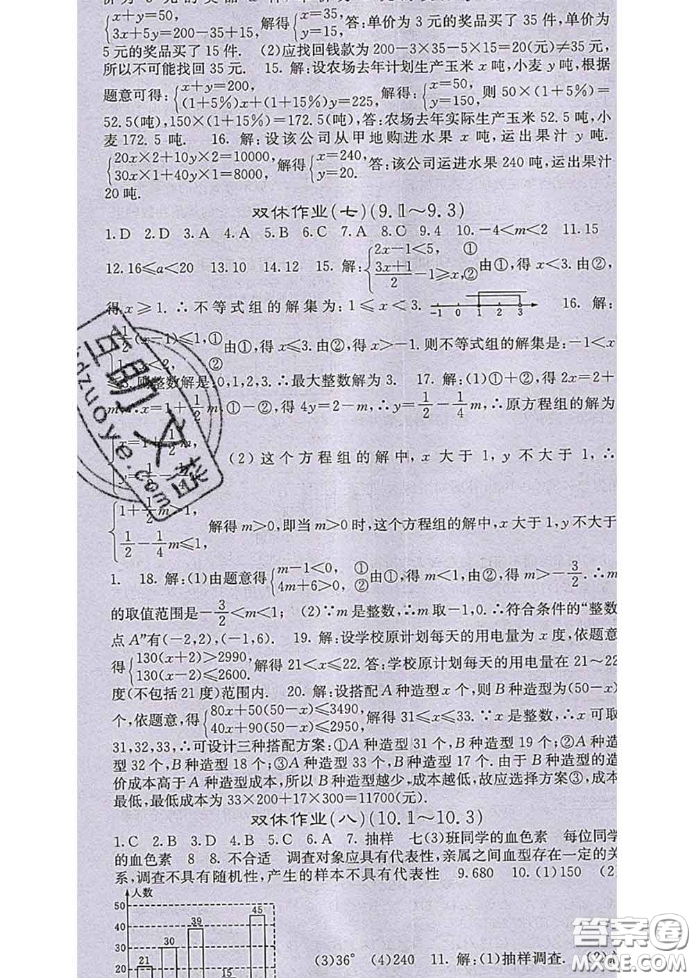 梯田文化2020春課堂點睛七年級數(shù)學(xué)下冊人教版答案