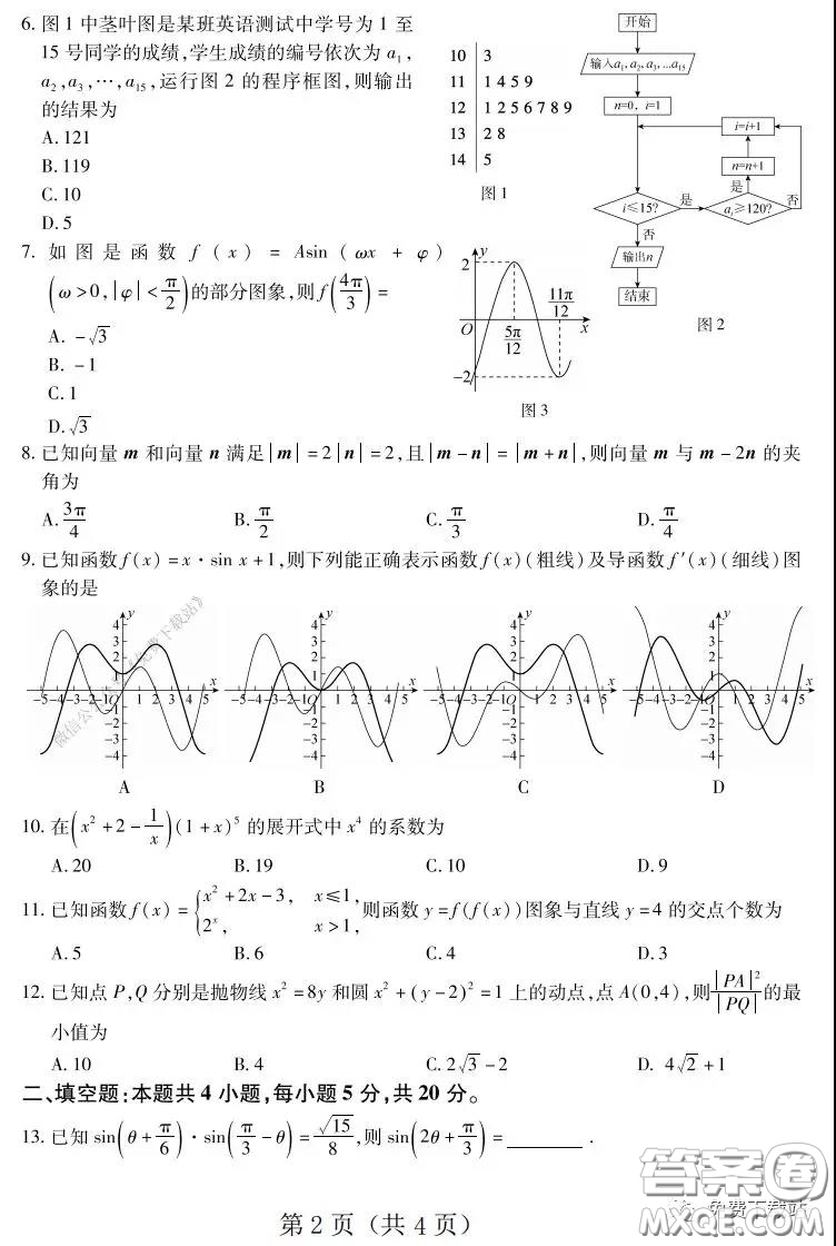 百師聯(lián)盟2020屆高三練習(xí)五全國(guó)卷I理科數(shù)學(xué)試題及答案