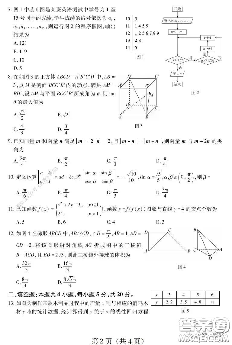 百師聯(lián)盟2020屆高三練習五全國卷I文科數學試題及答案