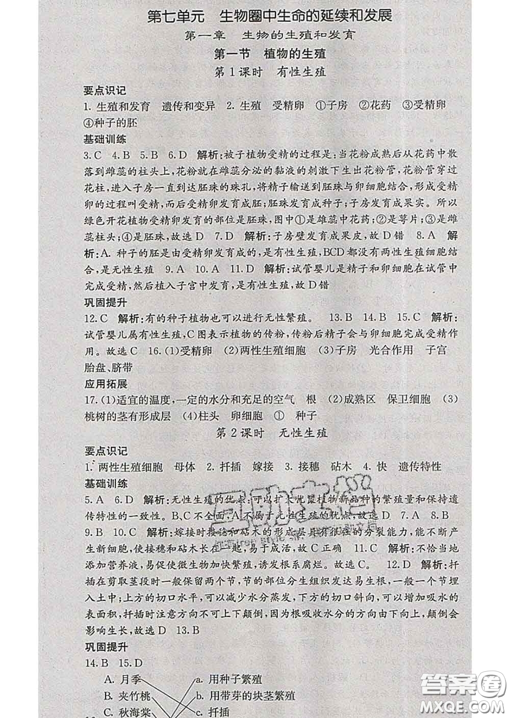 梯田文化2020春課堂點(diǎn)睛八年級(jí)生物下冊(cè)人教版答案
