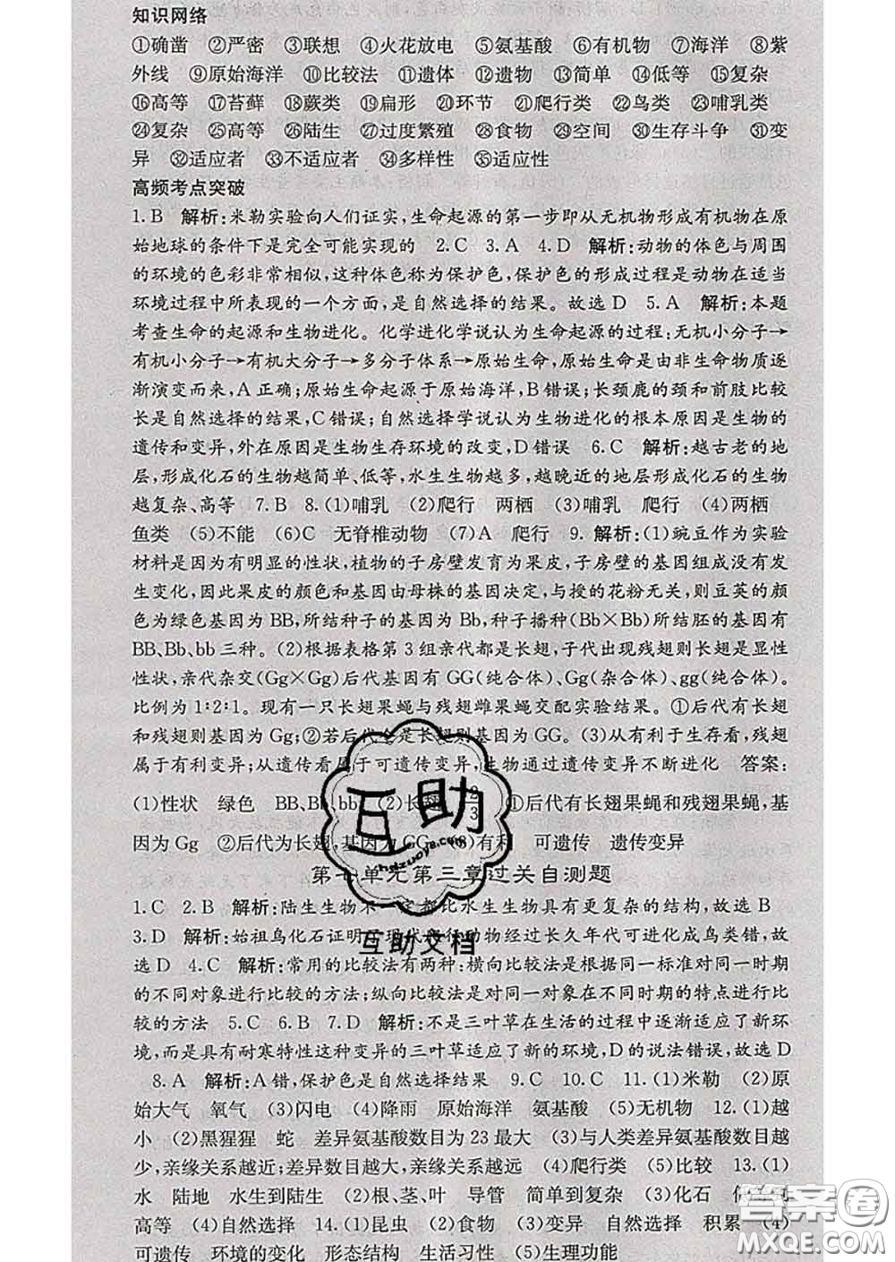 梯田文化2020春課堂點(diǎn)睛八年級(jí)生物下冊(cè)人教版答案