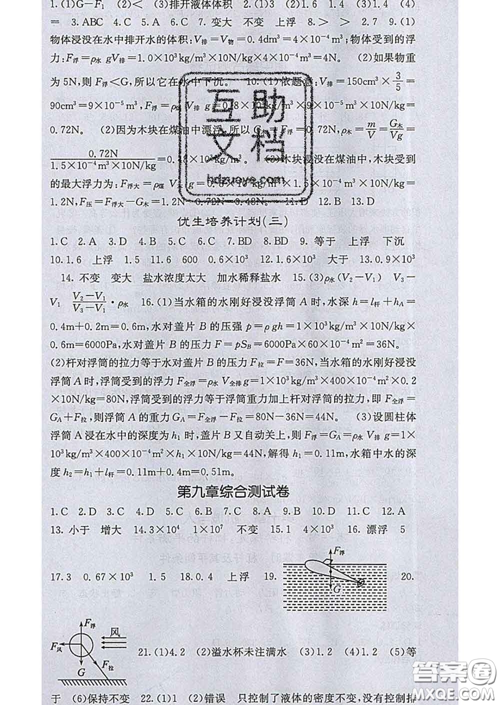 梯田文化2020春課堂點(diǎn)睛八年級(jí)物理下冊(cè)滬科版答案