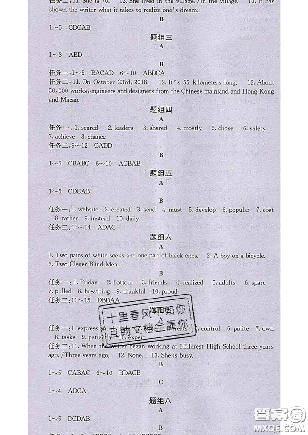梯田文化2020春課堂點(diǎn)睛九年級英語下冊人教版答案