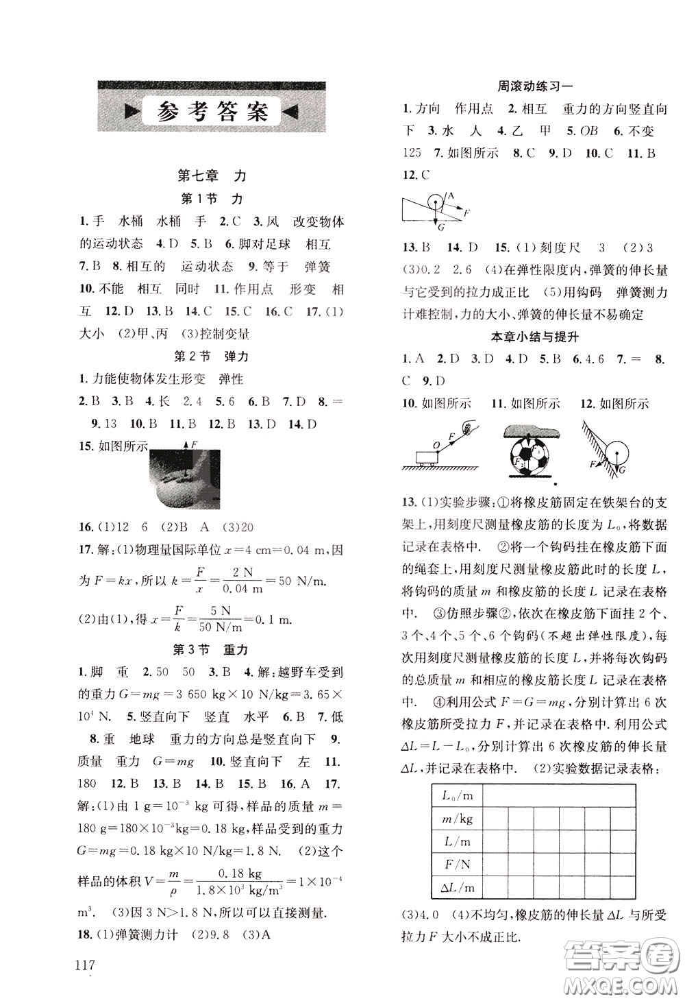 2020年原創(chuàng)講練測課優(yōu)新突破物理八年級下RJ人教版參考答案