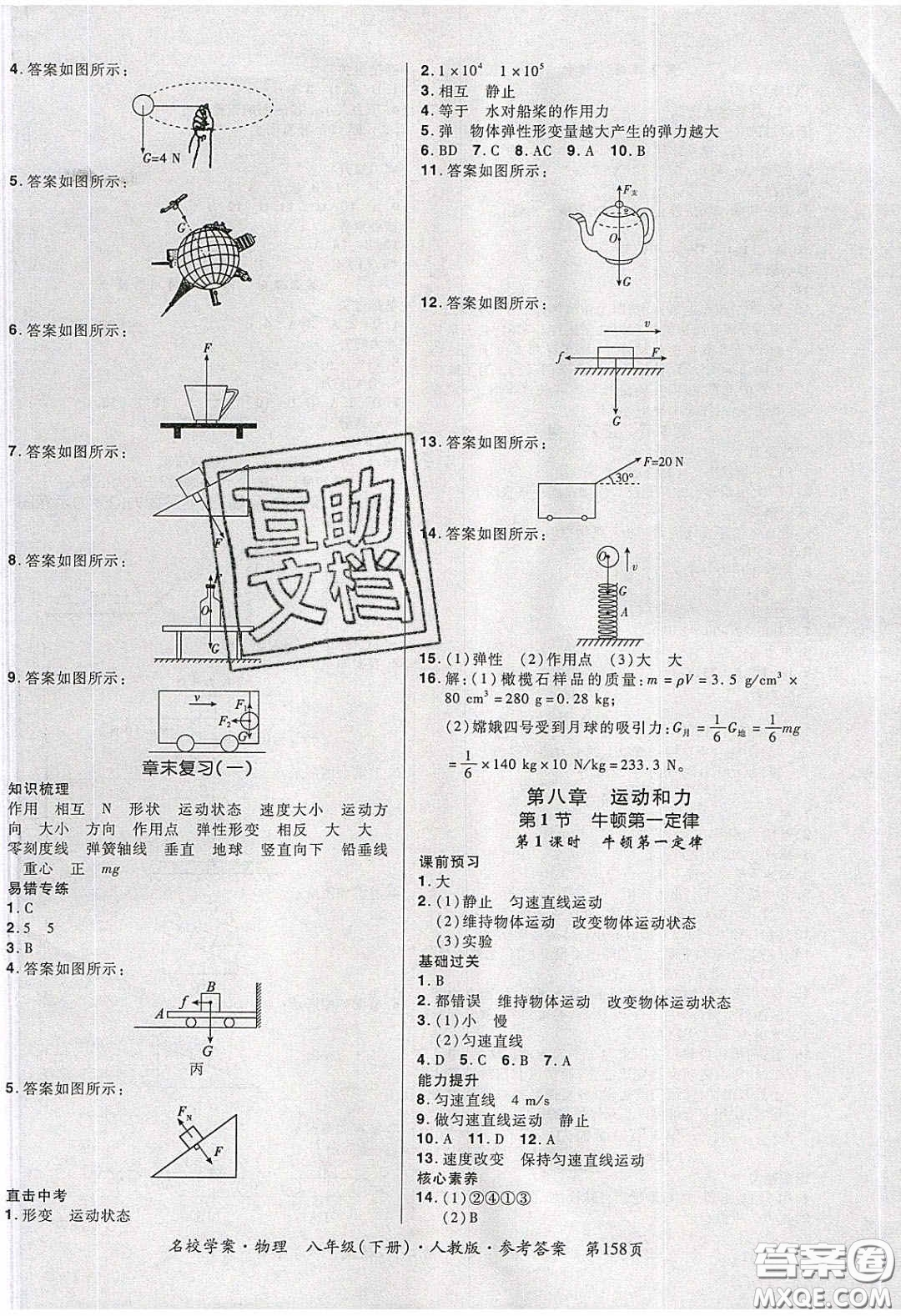 2020年國華作業(yè)本名校學(xué)案八年級(jí)物理下冊(cè)人教版答案
