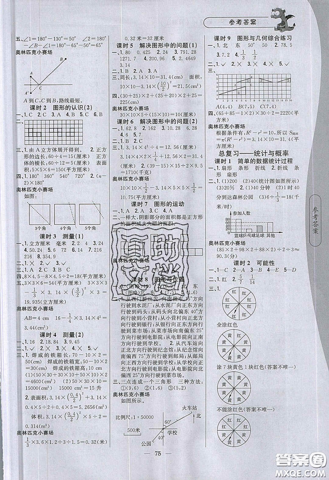 2020年課時作業(yè)本六年級數(shù)學(xué)下冊冀教版答案