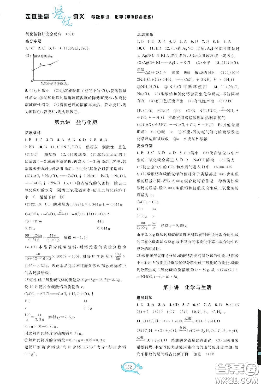 2020走進重高培優(yōu)講義專題集訓化學初中綜合教練第二版答案