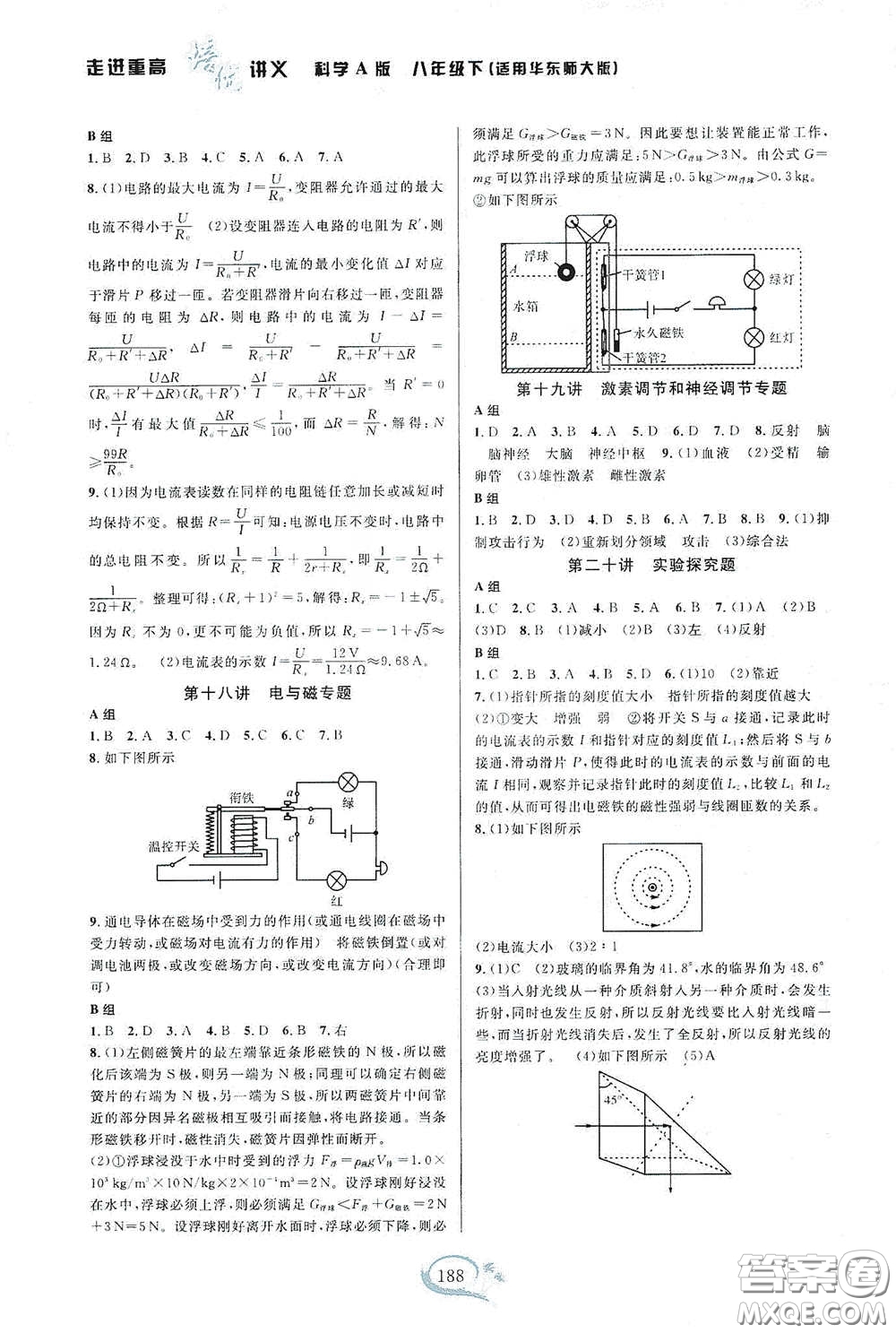 2020走進重高培優(yōu)講義八年級科學下冊華東師大版A版答案