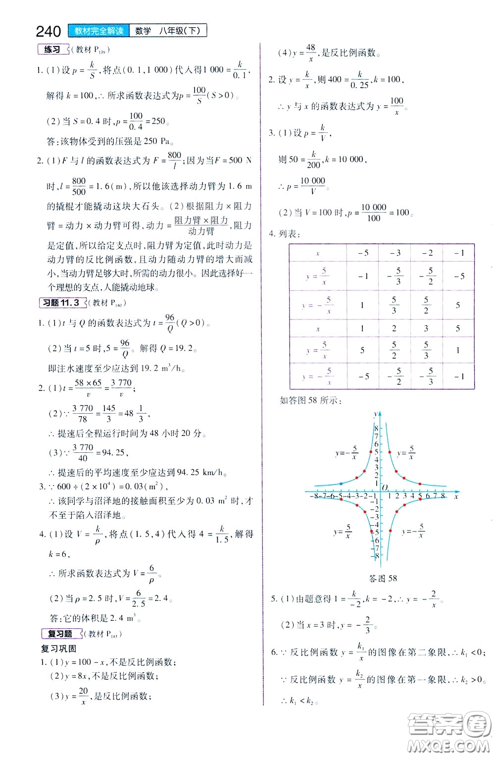2020年王后雄初中教材完全解讀八年級下冊數(shù)學SKSX蘇科版參考答案