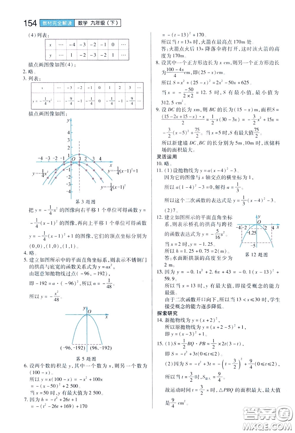 2020年王后雄初中教材完全解讀九年級(jí)下冊(cè)數(shù)學(xué)SKSX蘇科版參考答案
