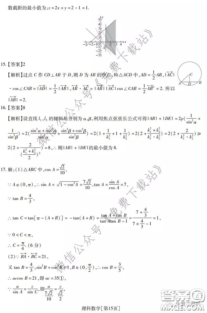 2020年普通高等學校招生全國統(tǒng)一考試高考仿真模擬信息卷押題卷三理科數(shù)學試題及答案