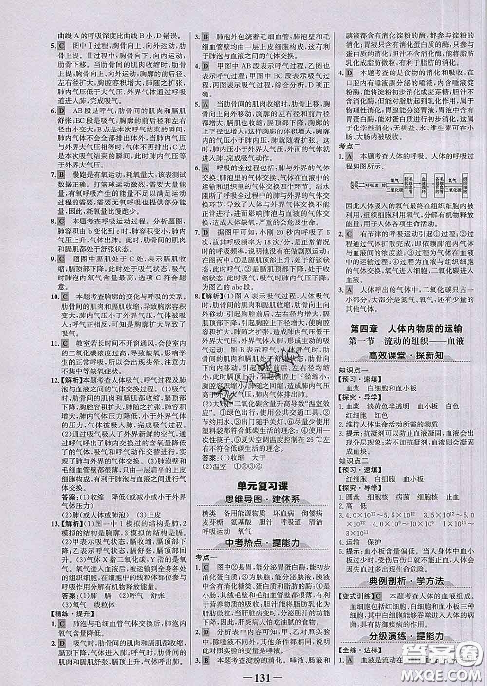 2020新版世紀金榜金榜學案七年級生物下冊人教版答案