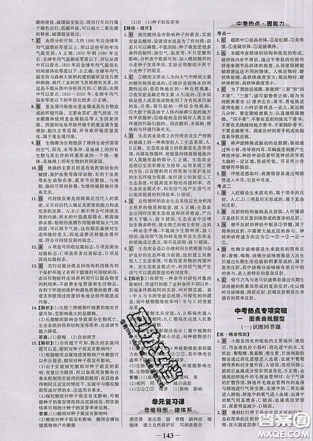 2020新版世紀金榜金榜學案七年級生物下冊人教版答案