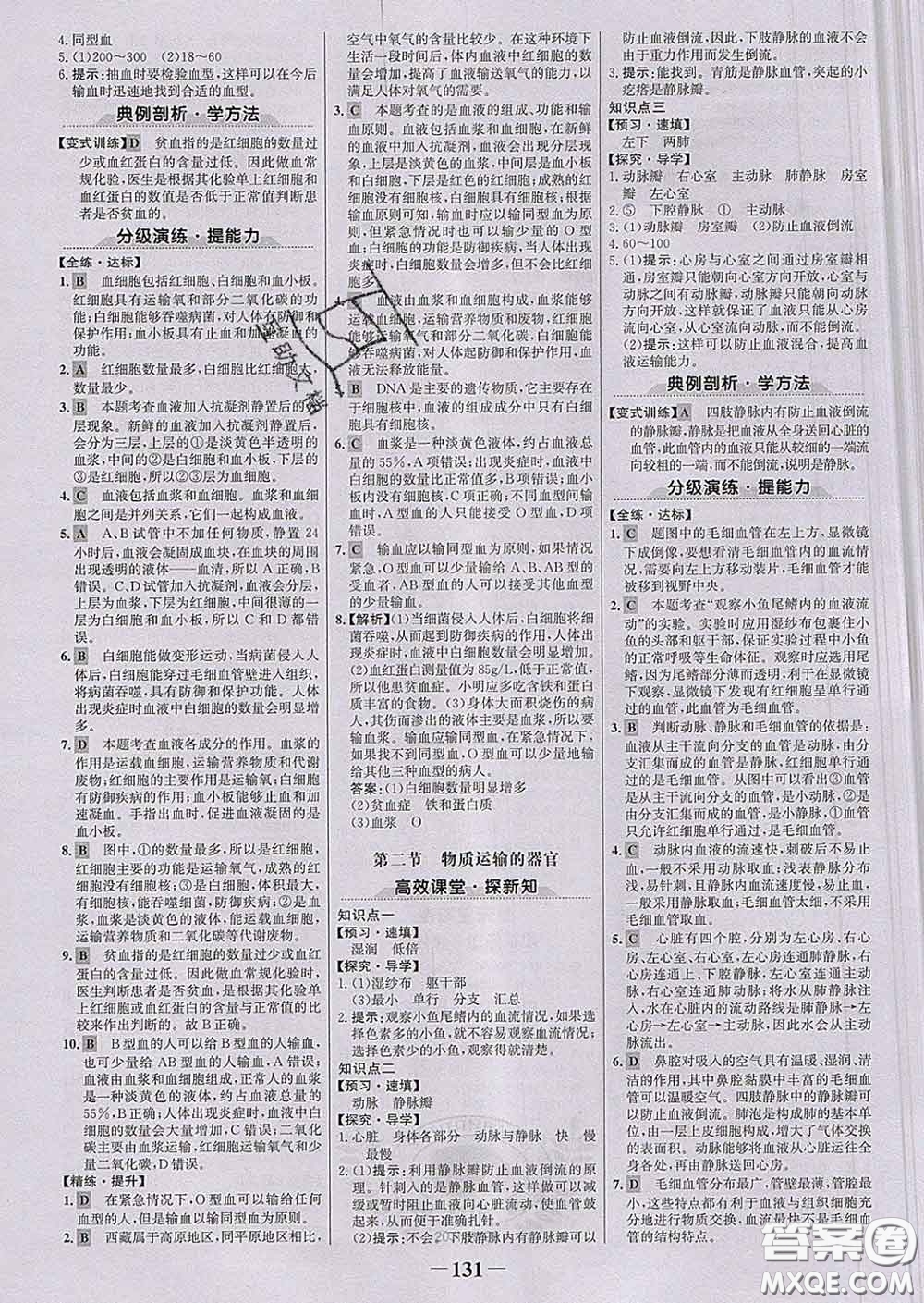 2020新版世紀金榜金榜學(xué)案七年級生物下冊濟南版答案