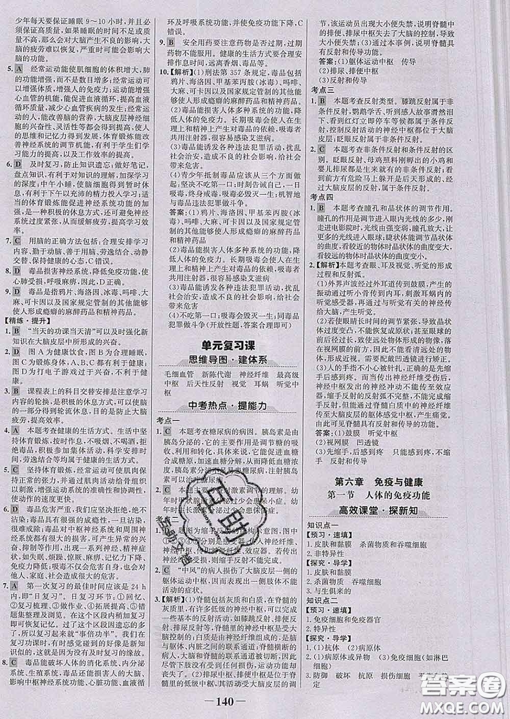 2020新版世紀金榜金榜學(xué)案七年級生物下冊濟南版答案