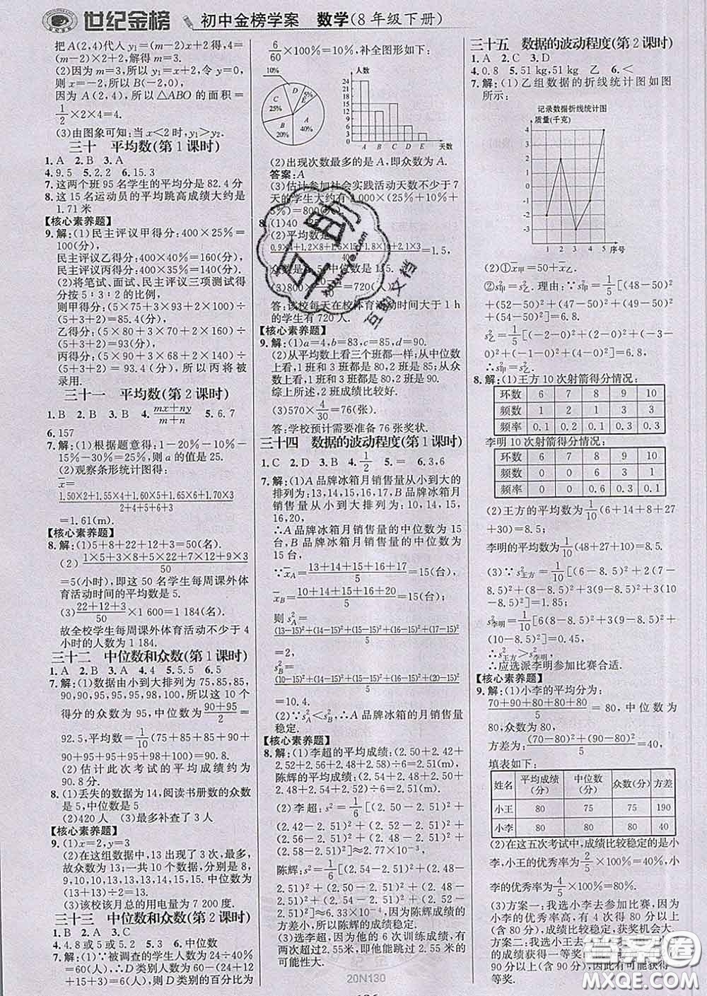 2020新版世紀金榜金榜學案八年級數學下冊人教版答案