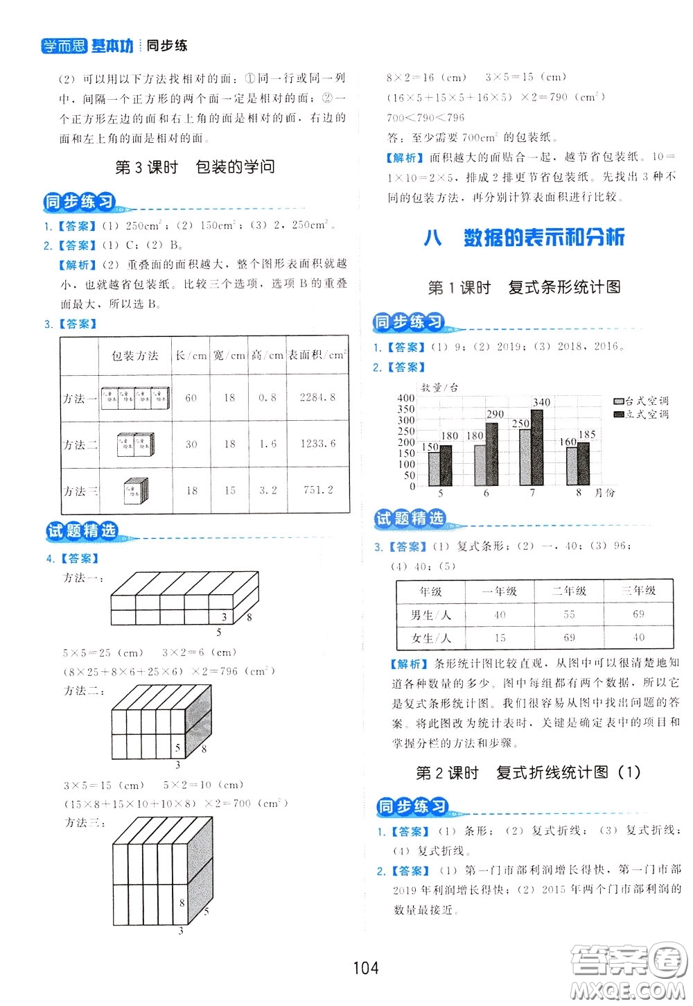 2020年學(xué)而思基本功同步練小學(xué)數(shù)學(xué)5年級下冊BS北師版參考答案