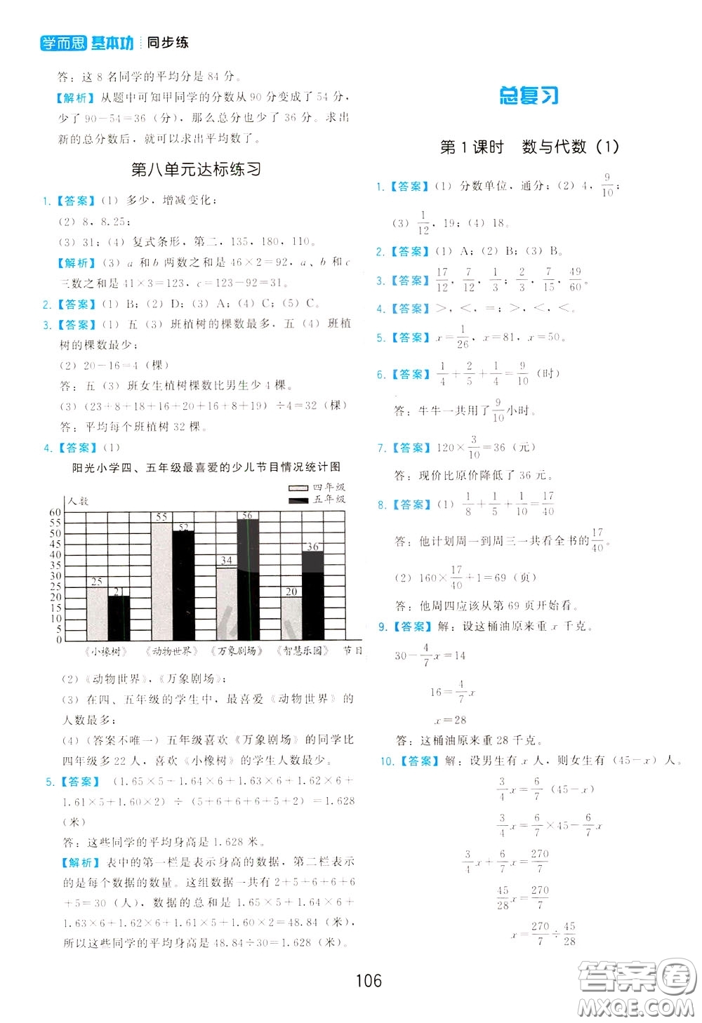 2020年學(xué)而思基本功同步練小學(xué)數(shù)學(xué)5年級下冊BS北師版參考答案