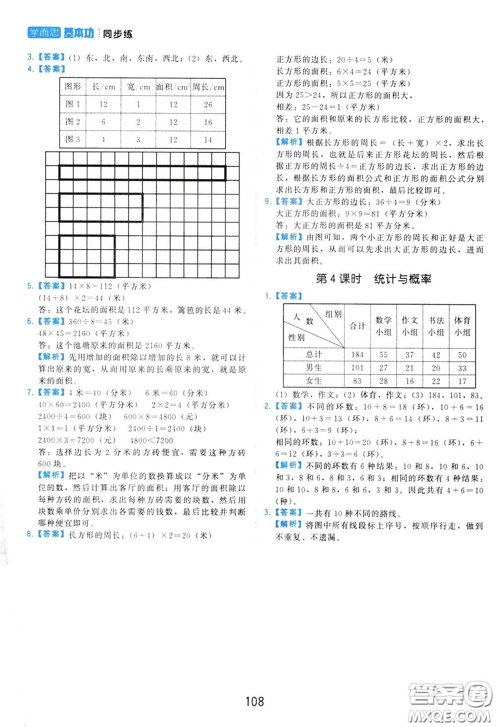 2020年學(xué)而思基本功同步練小學(xué)數(shù)學(xué)3年級下冊RJ人教版參考答案
