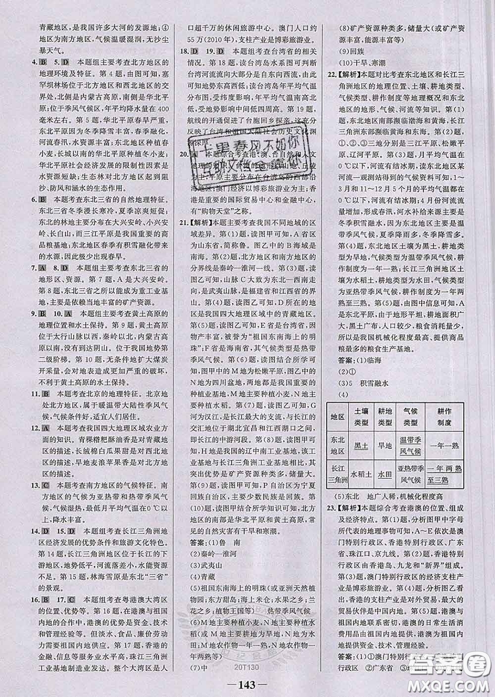 2020新版世紀金榜金榜學(xué)案八年級地理下冊人教版答案