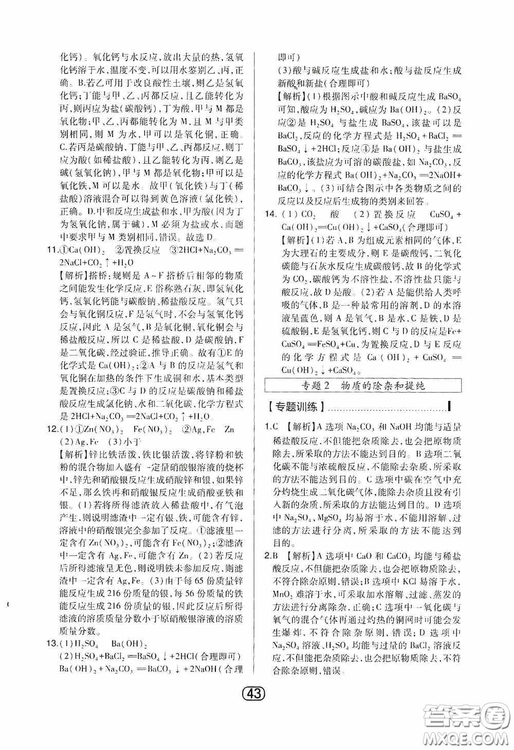 東北師范大學(xué)出版社2020北大綠卡課時(shí)同步講練九年級化學(xué)下冊人教版答案