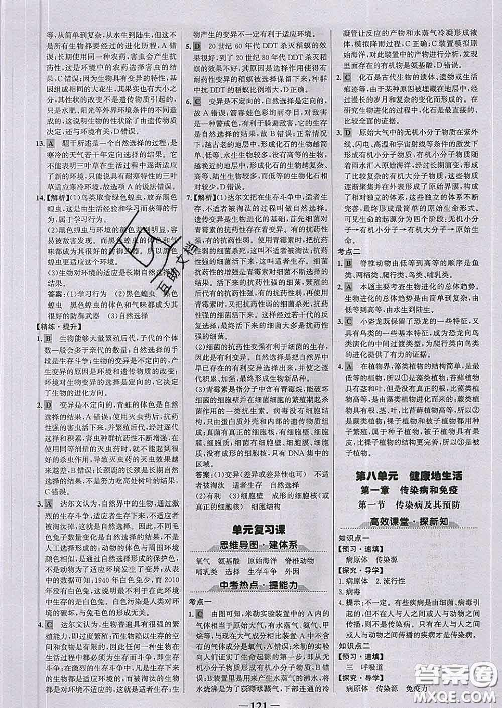 2020新版世紀金榜金榜學案八年級生物下冊人教版答案