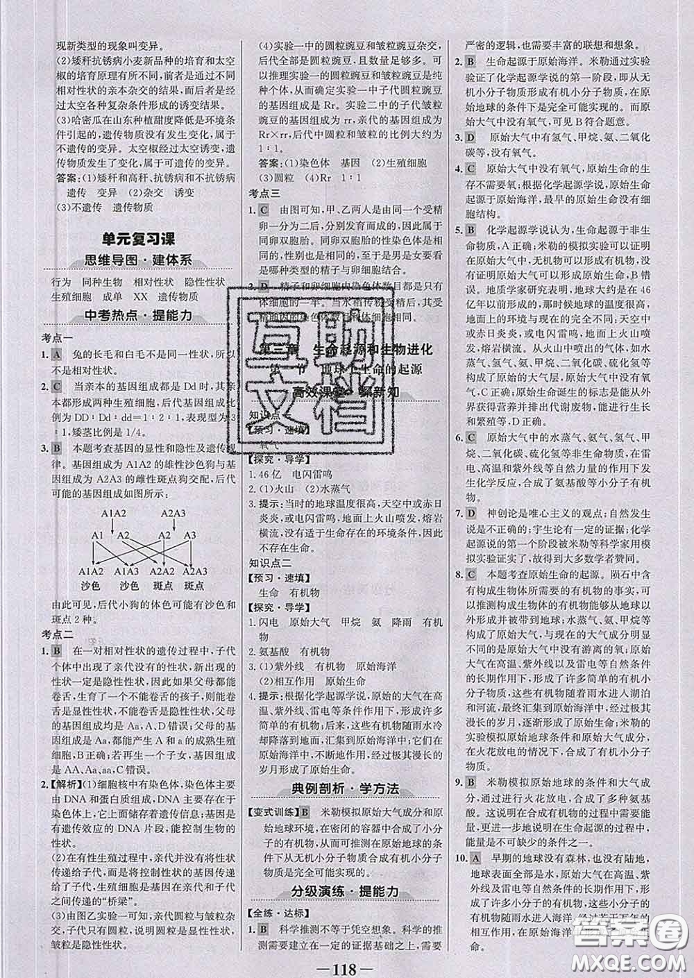 2020新版世紀金榜金榜學案八年級生物下冊人教版答案