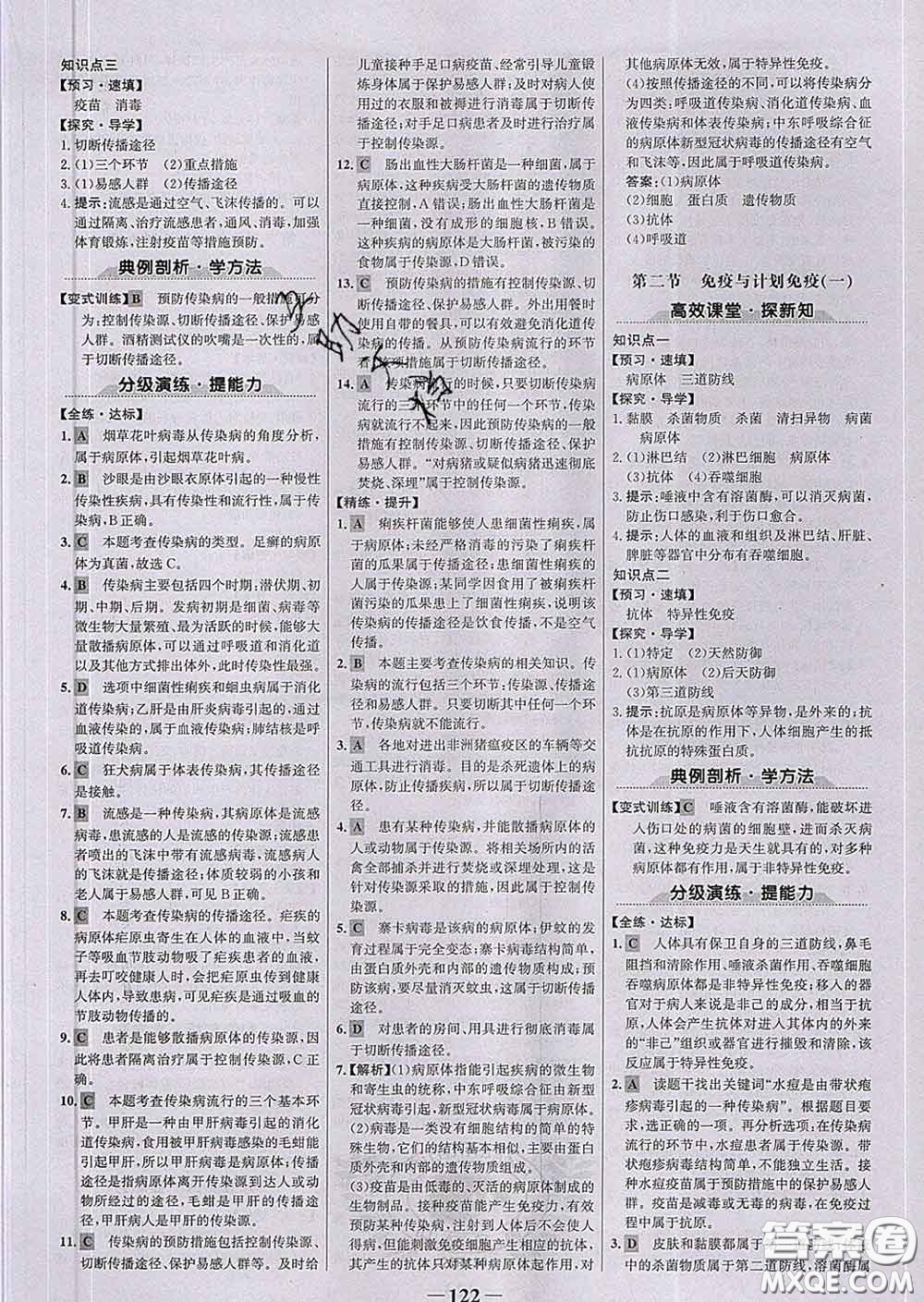 2020新版世紀金榜金榜學案八年級生物下冊人教版答案