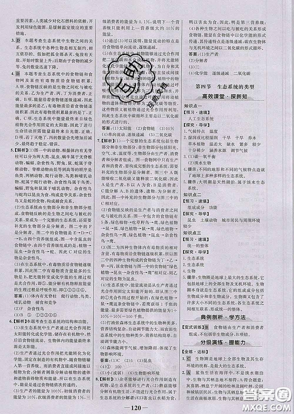 2020新版世紀金榜金榜學案八年級生物下冊濟南版答案