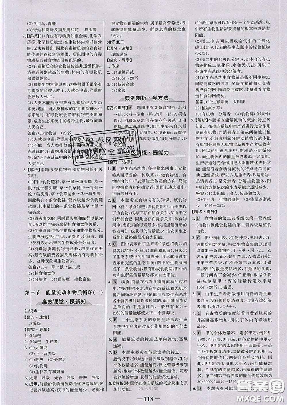 2020新版世紀金榜金榜學案八年級生物下冊濟南版答案