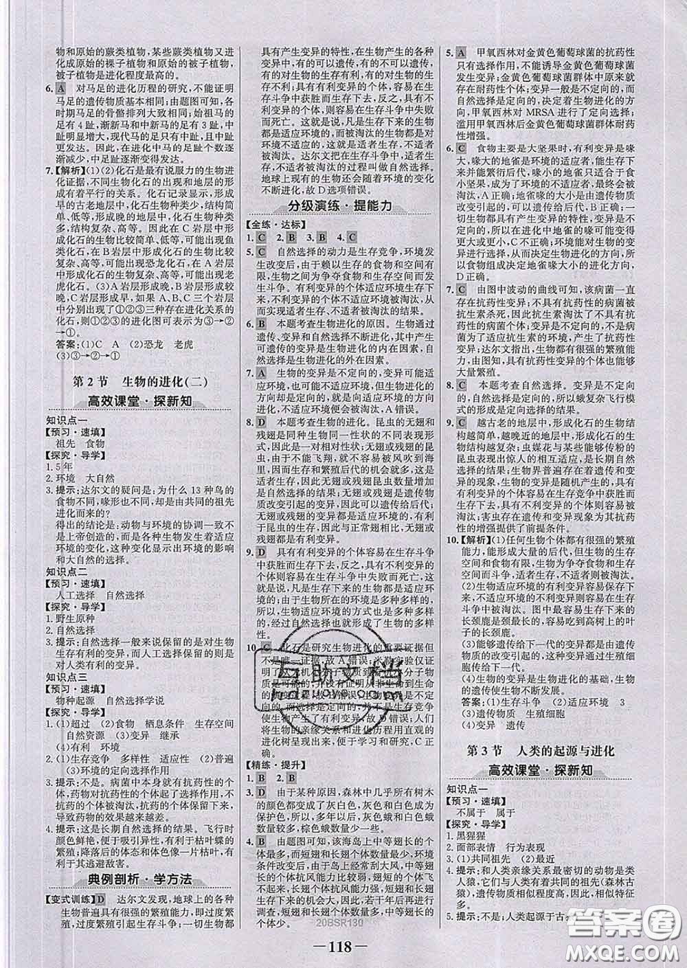 2020新版世紀(jì)金榜金榜學(xué)案八年級(jí)生物下冊(cè)北師版答案