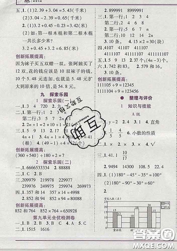 2020新版新全優(yōu)全優(yōu)備考四年級(jí)數(shù)學(xué)下冊(cè)冀教版答案