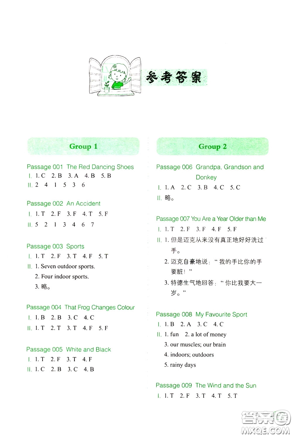2020年一本小學英語閱讀訓練100篇五年級參考答案