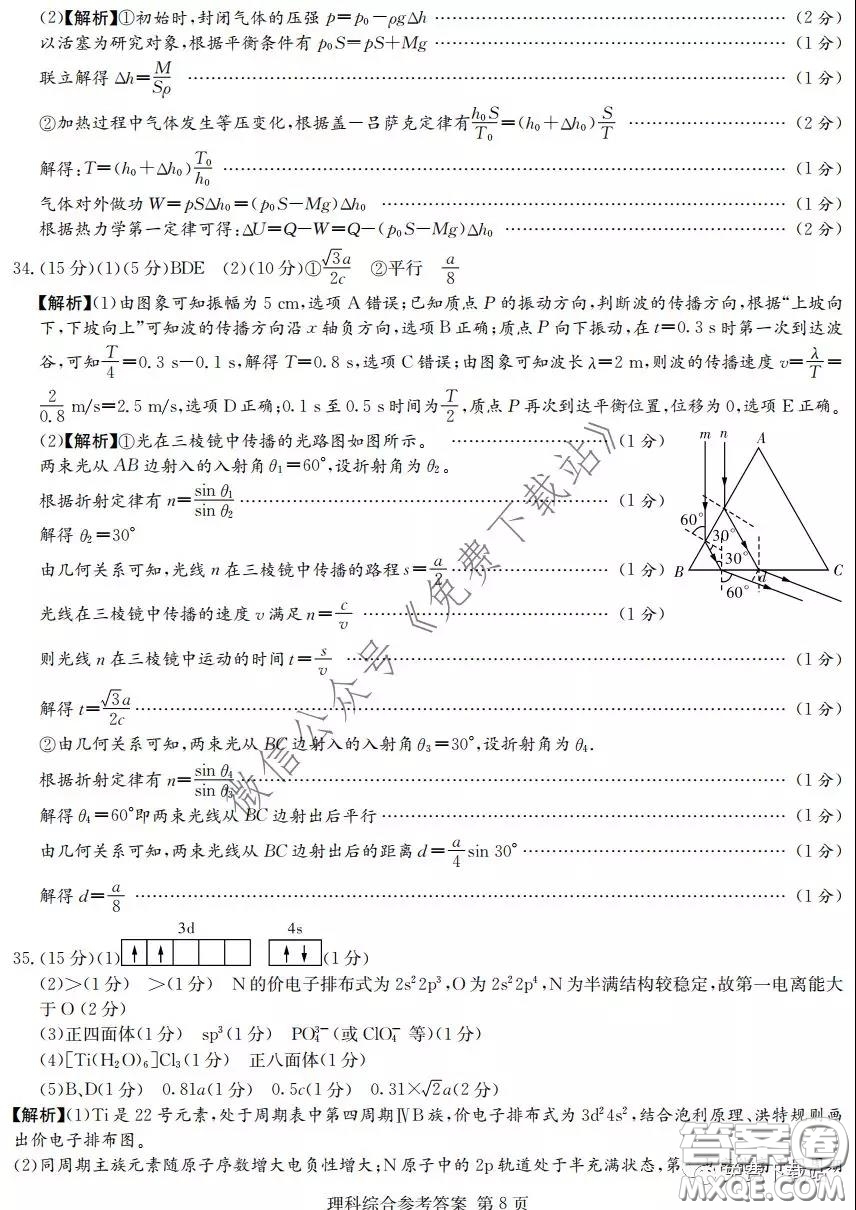2020年普通高等學校招生全國統(tǒng)一考試考前演練一理科綜合試題及答案