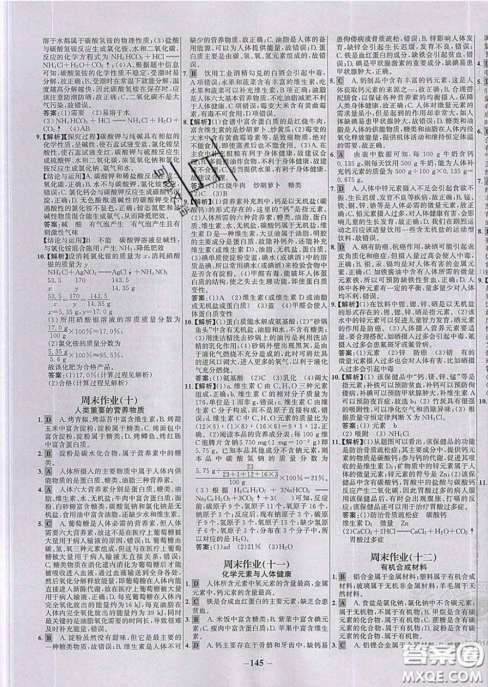 2020春世紀金榜百練百勝九年級化學下冊人教版答案