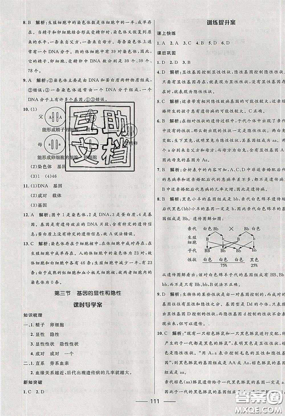 贏在起跑線2020奪冠百分百新導學課時練八年級生物下冊人教版答案