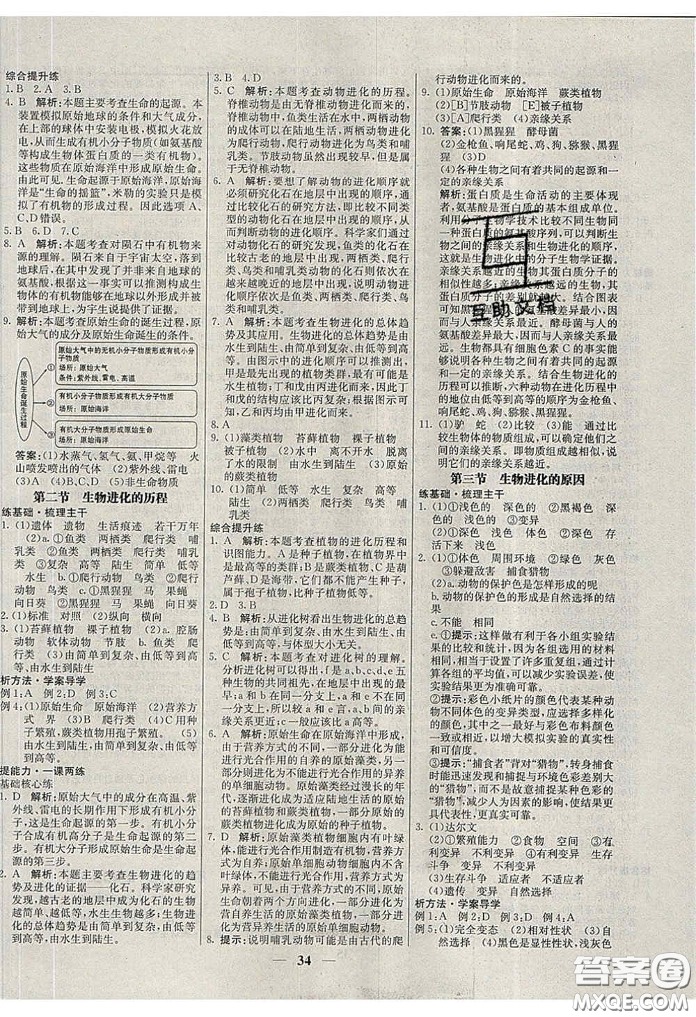 云南科技出版社2020年名校學(xué)案高效課時練八年級生物下冊人教版答案