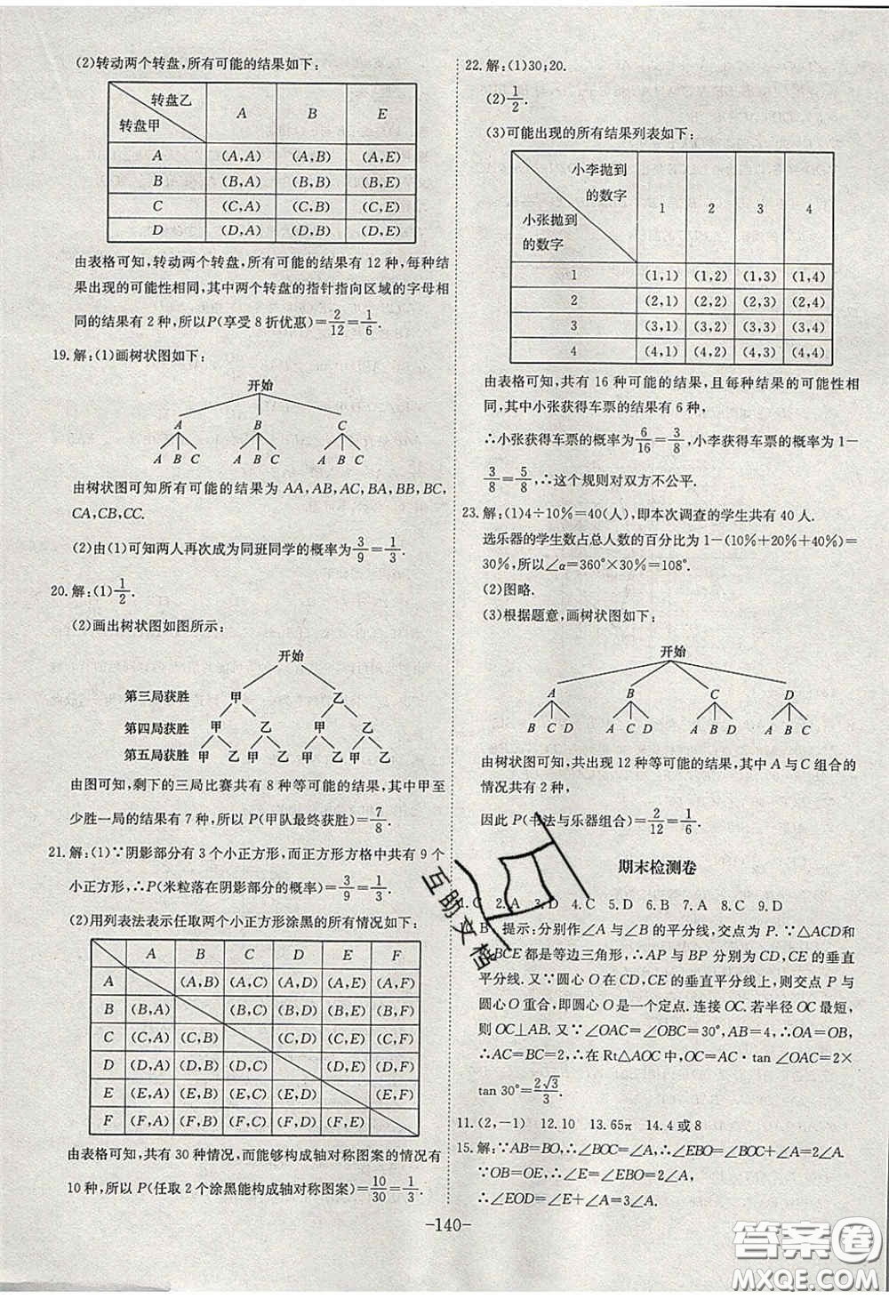 安徽師范大學(xué)出版社2020課時(shí)A計(jì)劃九年級數(shù)學(xué)下冊滬科版答案