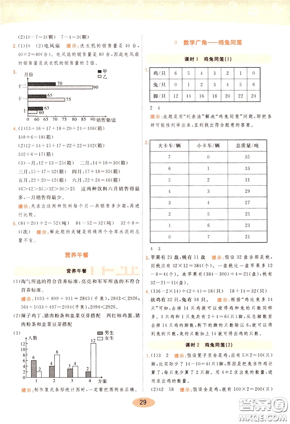 2020年黃岡同步練一日一練數(shù)學(xué)4年級下冊RJ人教版參考答案