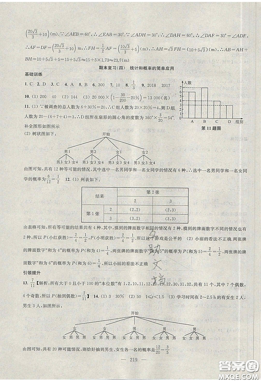 2020金鑰匙1加1課時(shí)作業(yè)加目標(biāo)檢測(cè)九年級(jí)數(shù)學(xué)下冊(cè)江蘇版答案