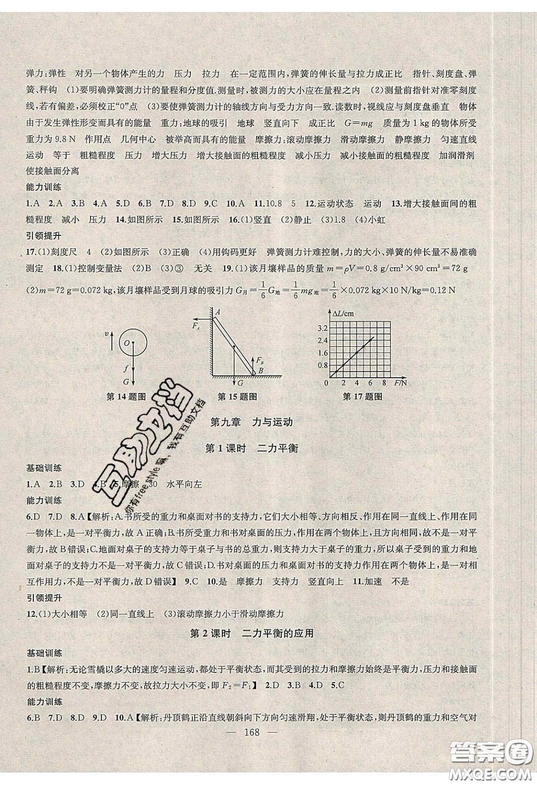 2020金鑰匙1加1課時作業(yè)加目標檢測八年級物理下冊江蘇版答案
