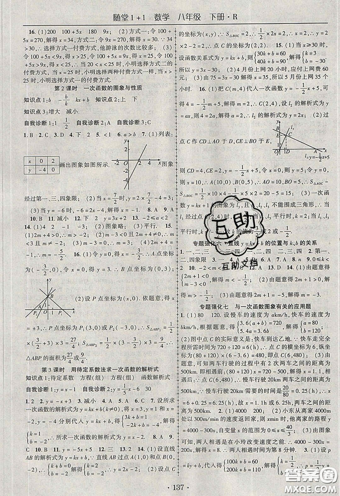 海韻圖書(shū)2020年春隨堂1+1導(dǎo)練八年級(jí)數(shù)學(xué)下冊(cè)人教版答案
