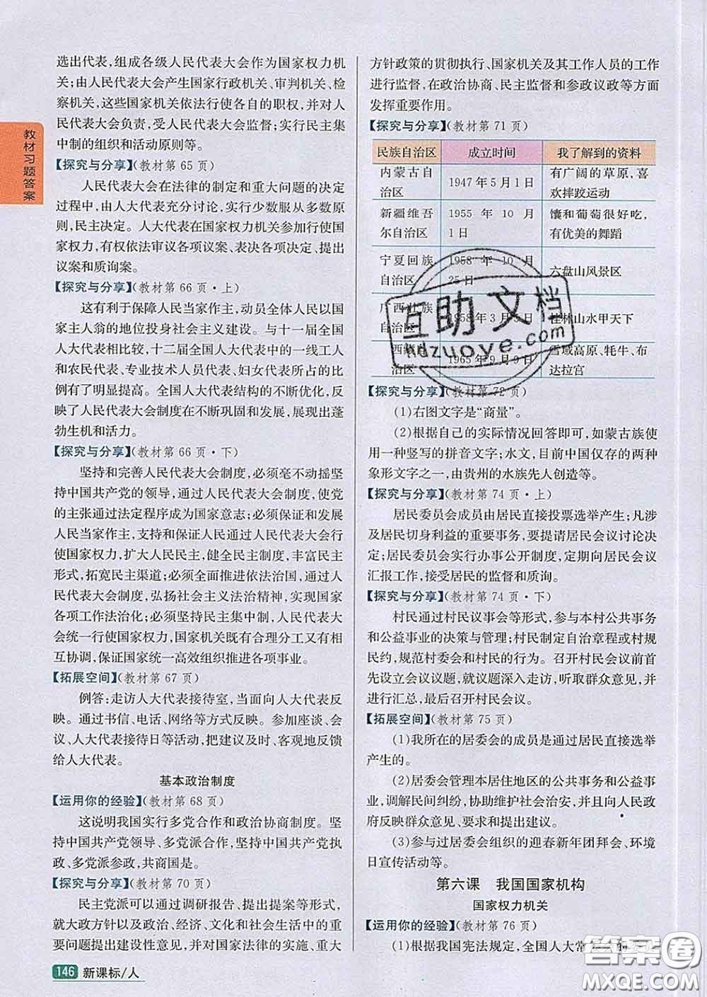 吉林人民出版社2020春尖子生學(xué)案八年級(jí)道德與法治下冊(cè)人教版答案