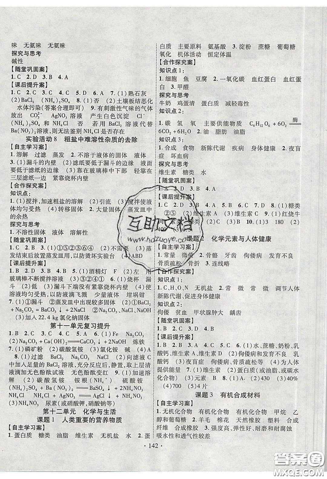 2020課堂導(dǎo)練1加5九年級(jí)化學(xué)下冊(cè)人教版答案