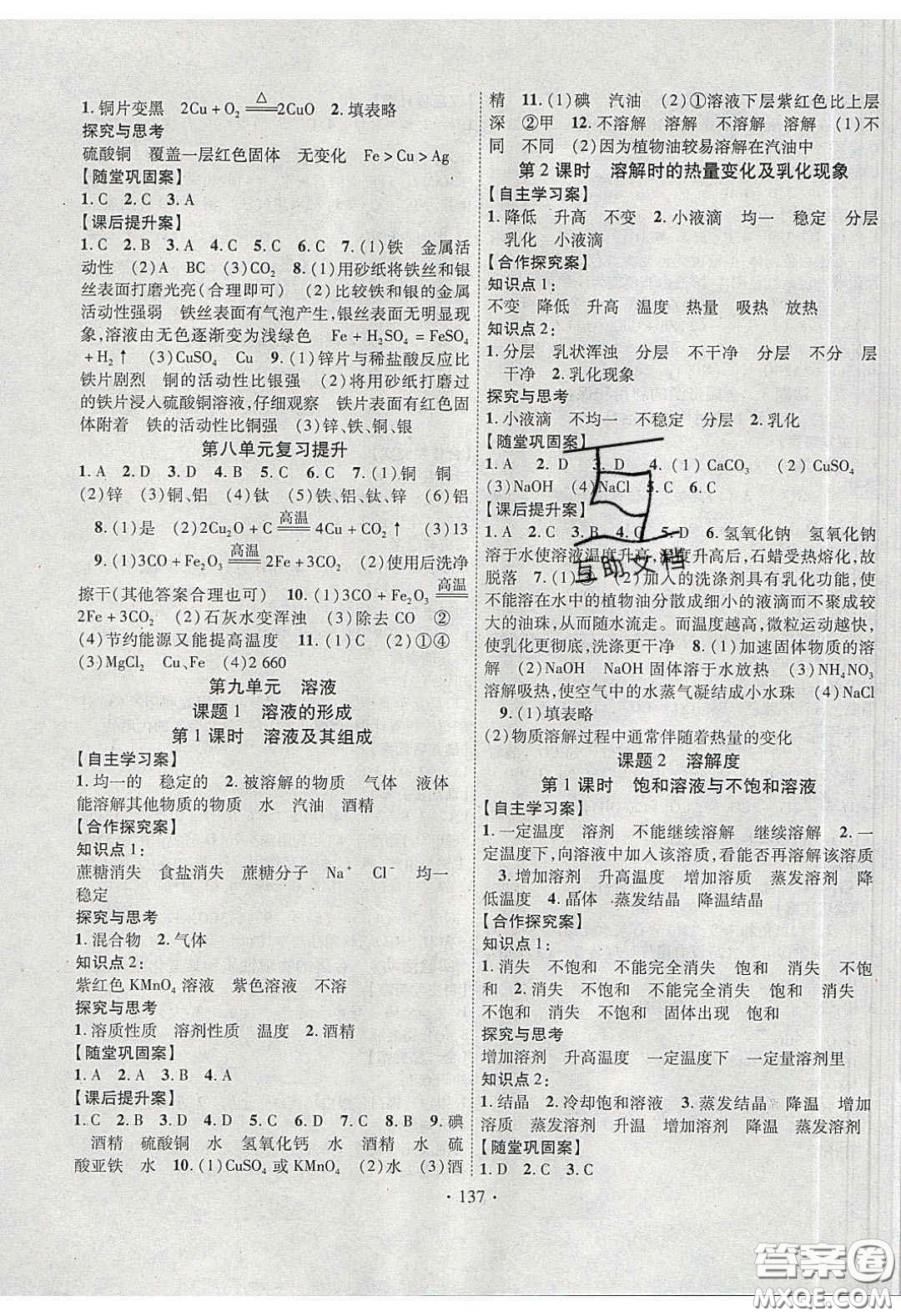 2020課堂導(dǎo)練1加5九年級(jí)化學(xué)下冊(cè)人教版答案