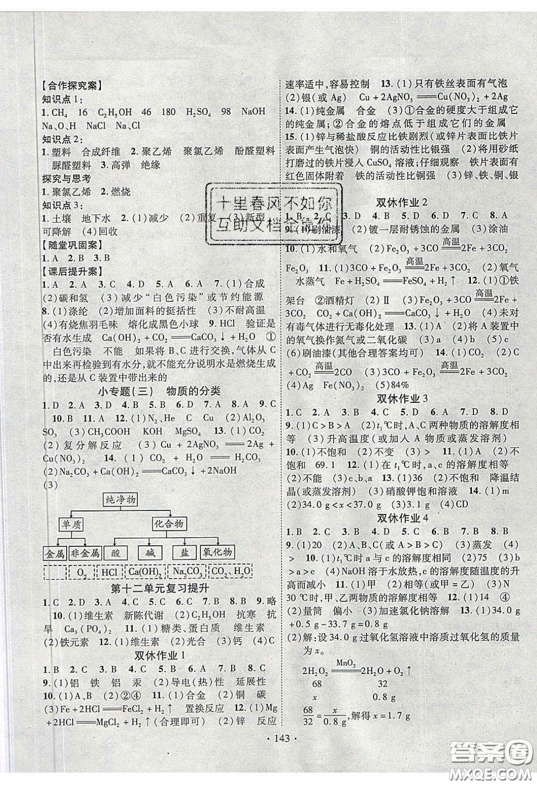 2020課堂導(dǎo)練1加5九年級(jí)化學(xué)下冊(cè)人教版答案