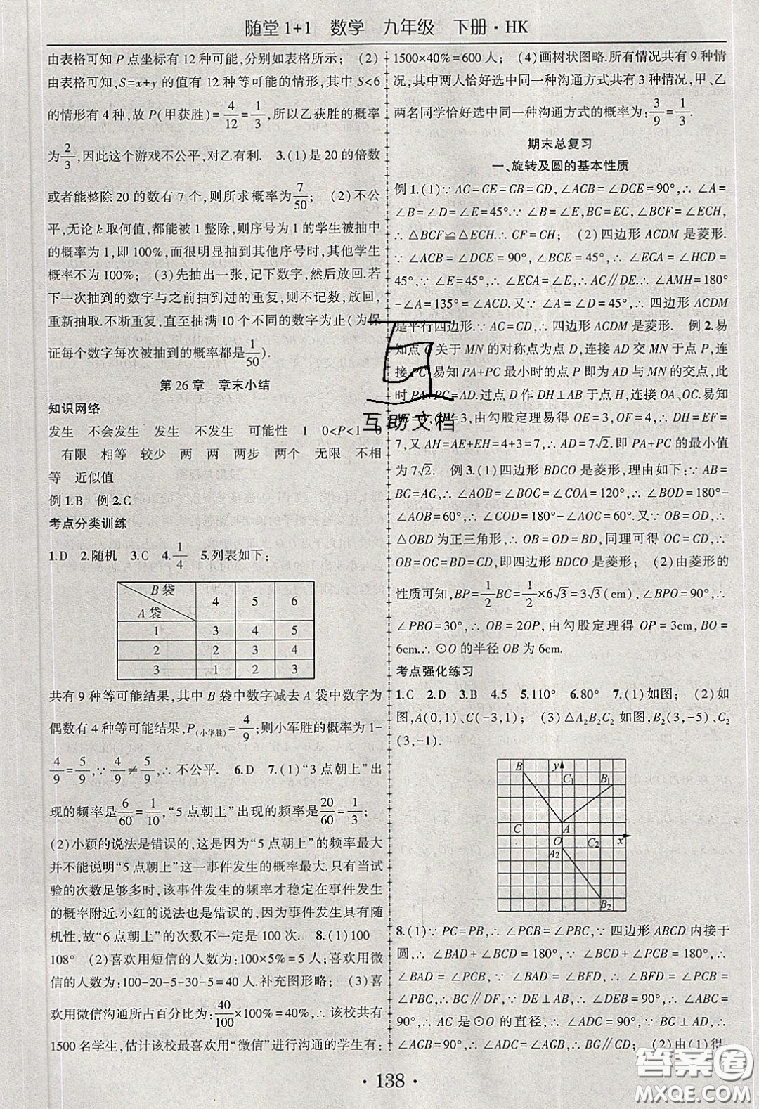 海韻圖書2020年春隨堂1+1導(dǎo)練九年級(jí)數(shù)學(xué)下冊滬科版答案