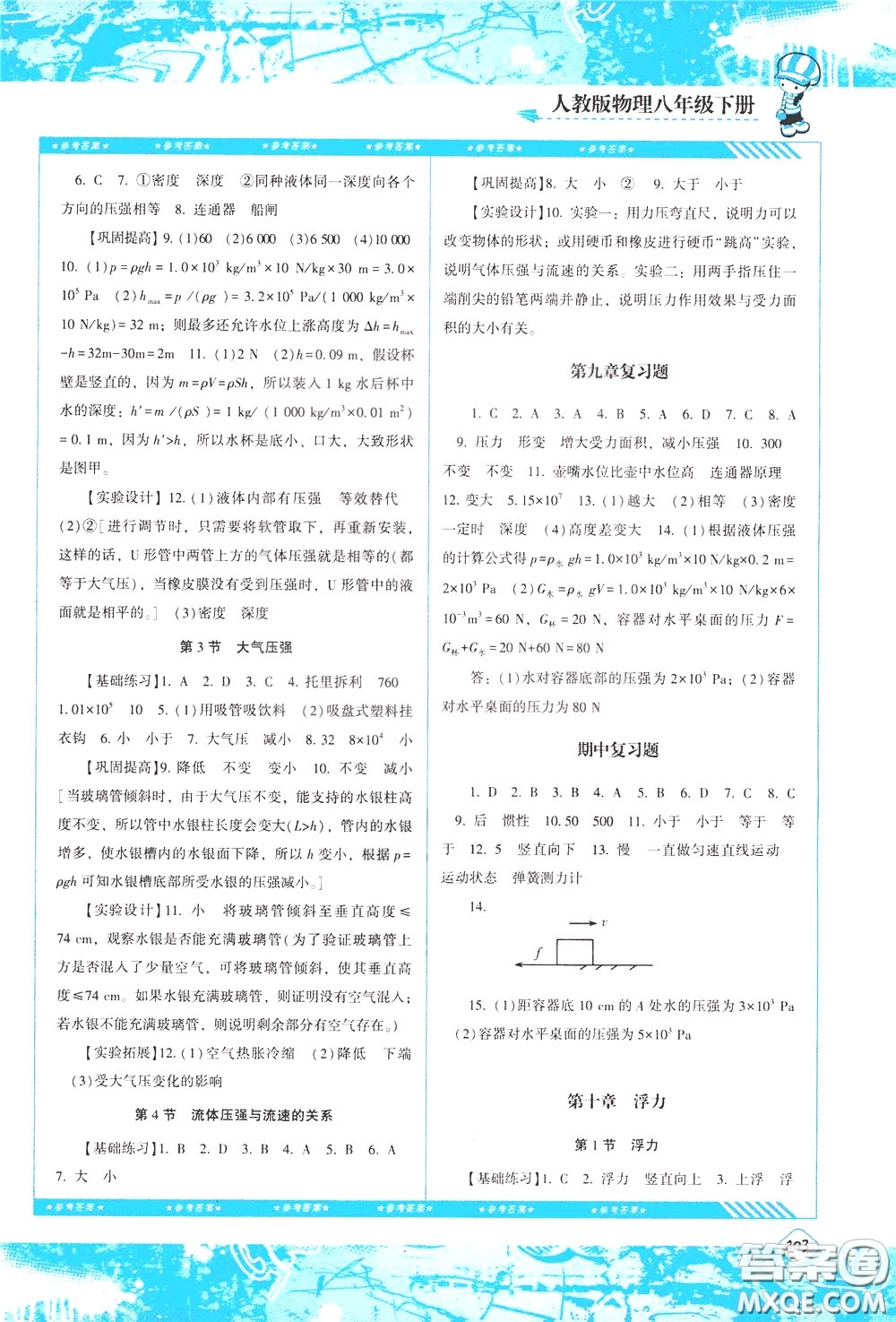 2020年課程基礎(chǔ)訓(xùn)練物理八年級(jí)下冊(cè)人教版參考答案