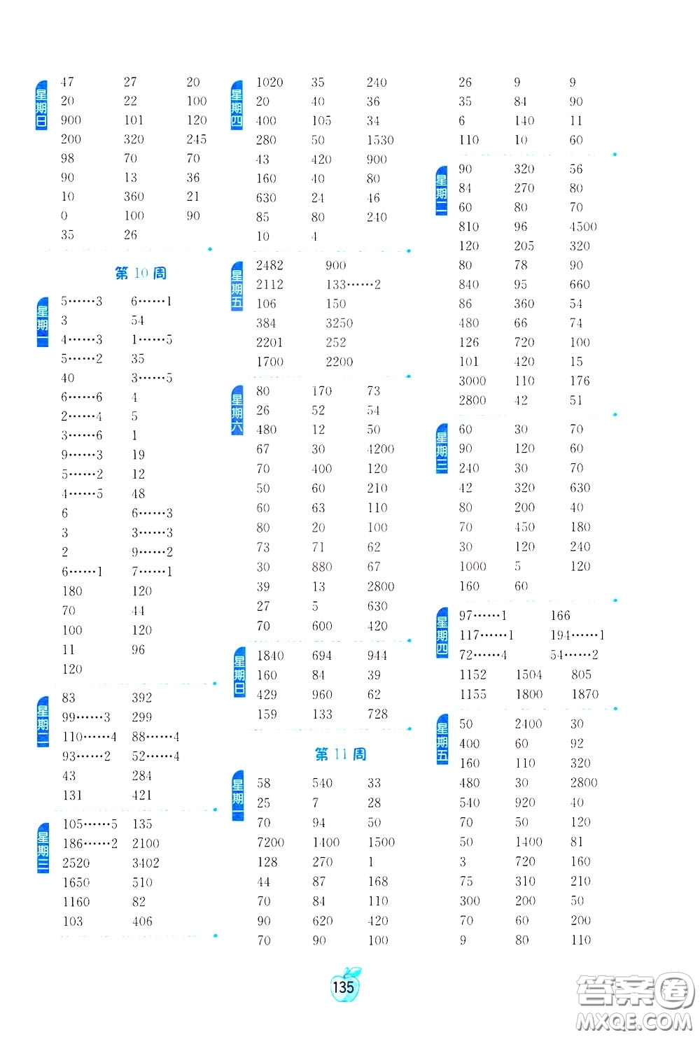 江蘇人民出版社2020年小學(xué)數(shù)學(xué)計(jì)算高手3年級(jí)下冊(cè)JSJY江蘇教育版參考答案
